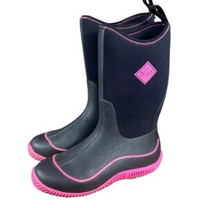 Muck Boots Hale Women’s Black Pink Rubber Hunting Rain Boots Size 9